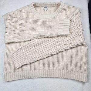 ARULA Waffle Knit Sweater Pearl Embellished Sleeves & Shoulder Size C (3X)